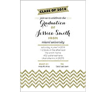 Gold Chevron Sparkle Glitter Graduation Party Printable Invitation